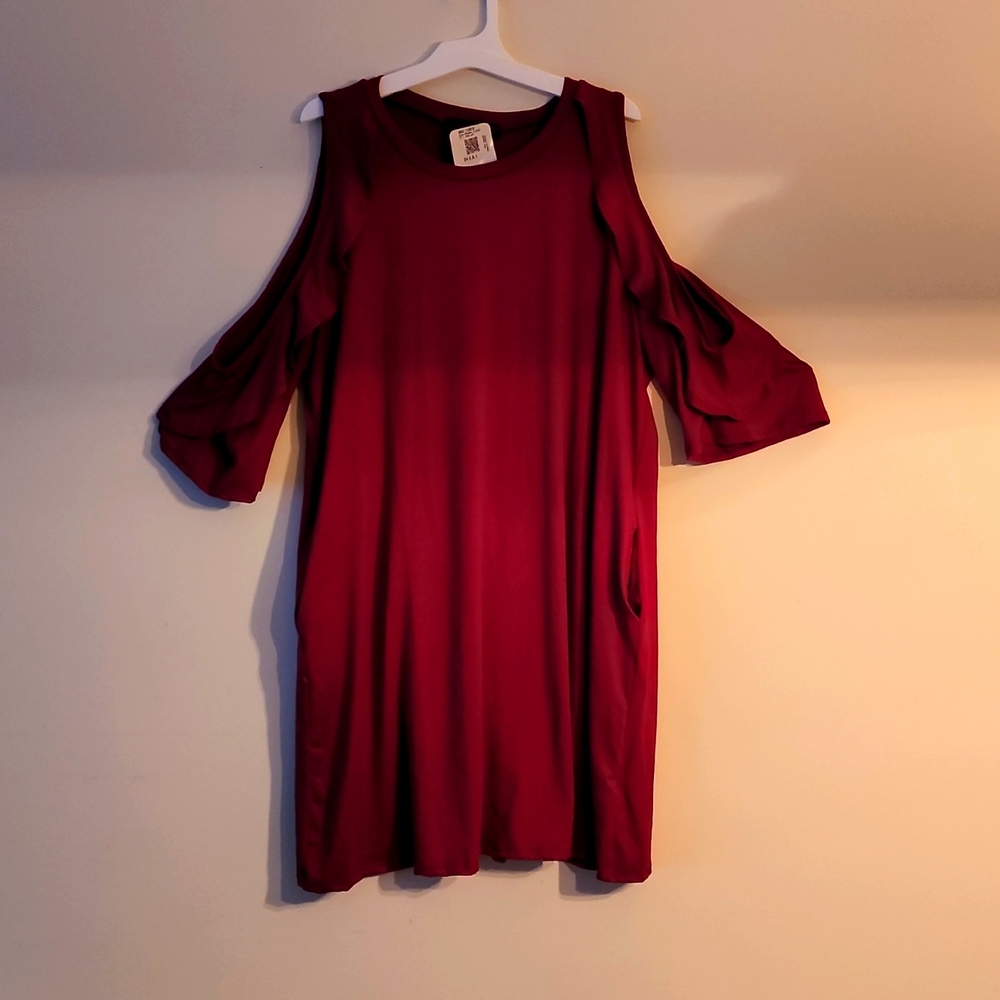 Dark red XL "sleeveless" dress